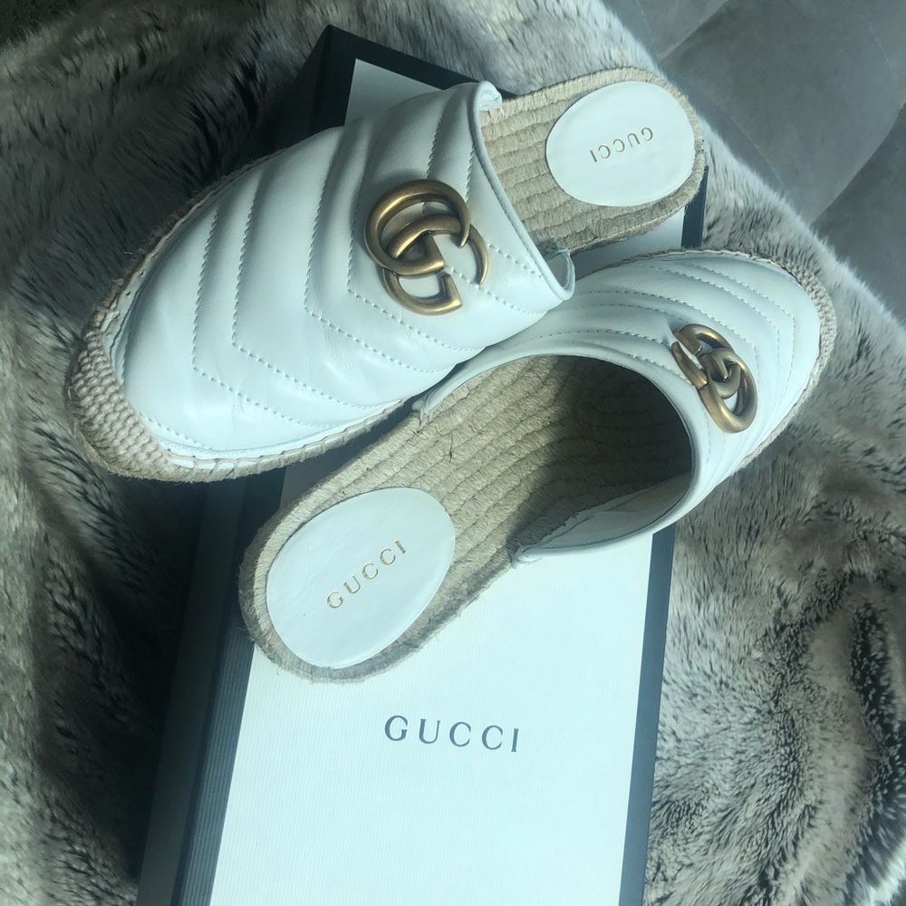 Gucci Pilar Quilted Platform Espadrilles Double G